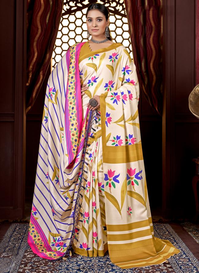 Pasmina Multi Colour Casual Wear Printed Saree